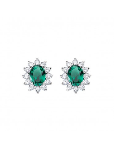 Amen | Lady | Orecchini in argento 925‰ con zircone verde e zirconi bianchi | ORLDMBBVE