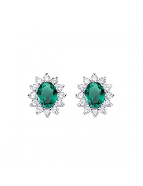 Amen | Lady | Orecchini in argento 925‰ con zircone verde e zirconi bianchi | ORLDMBBVE