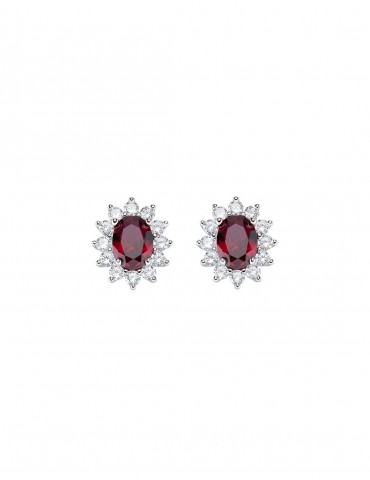 Amen | Lady | Orecchini in argento 925‰ con zircone rosso e zirconi bianchi | ORLDMBBR