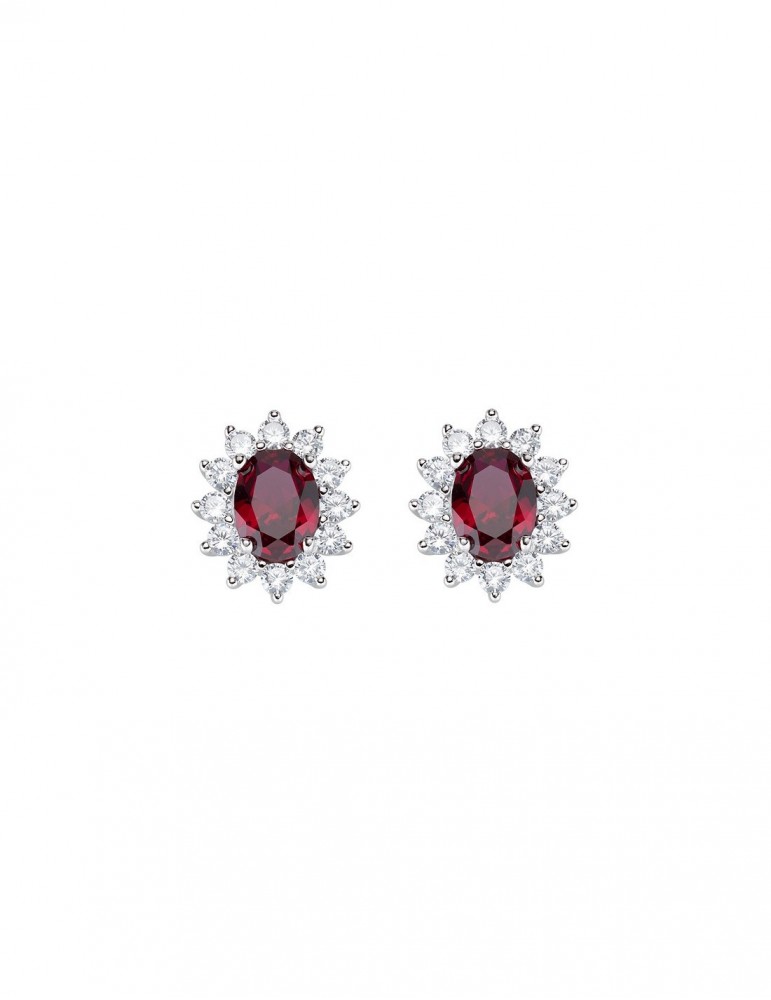 Amen | Lady | Orecchini in argento 925‰ con zircone rosso e zirconi bianchi | ORLDMBBR