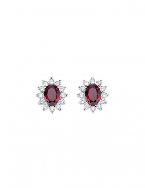 Amen | Lady | Orecchini in argento 925‰ con zircone rosso e zirconi bianchi | ORLDMBBR