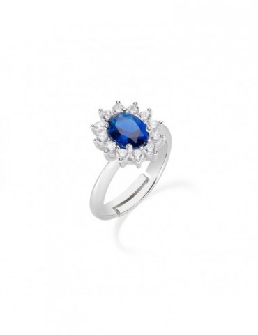 Amen | Lady | Anello in argento 925‰ con zircone blu e zirconi bianchi | ANLDGBBBL