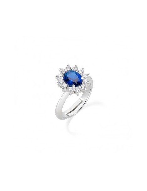 Amen | Lady | Anello in argento 925‰ con zircone blu e zirconi bianchi | ANLDGBBBL