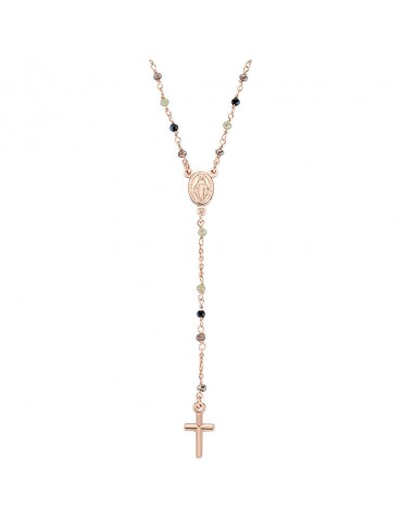 Amen | Rosari | Collana rosario in argento 925‰ con cristalli fumè tortora e verdi | CRO10RGTOVE4