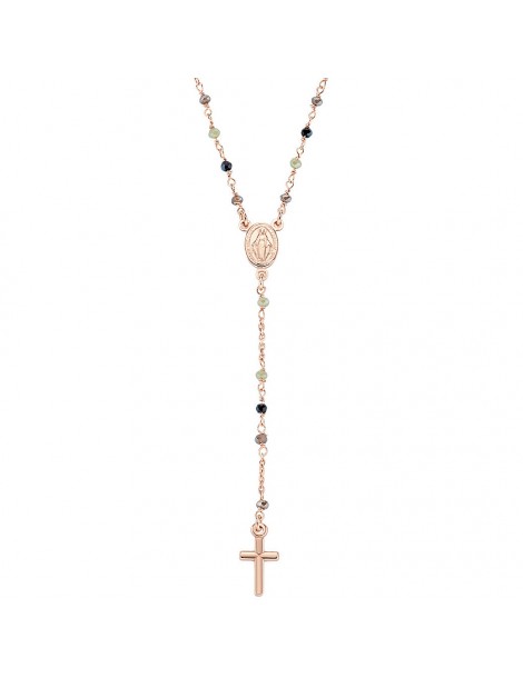 Amen | Rosari | Collana rosario in argento 925‰ con cristalli fumè tortora e verdi | CRO10RGTOVE4