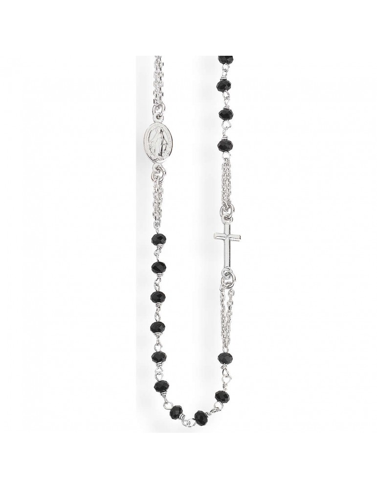 Amen | Rosari | Collana rosario in argento 925‰ con cristalli neri | CROBN3