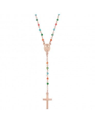 Amen | Rosari | Collana rosario in argento 925‰ con cristalli verdi rossi e azzurri | CRO10RCVT4