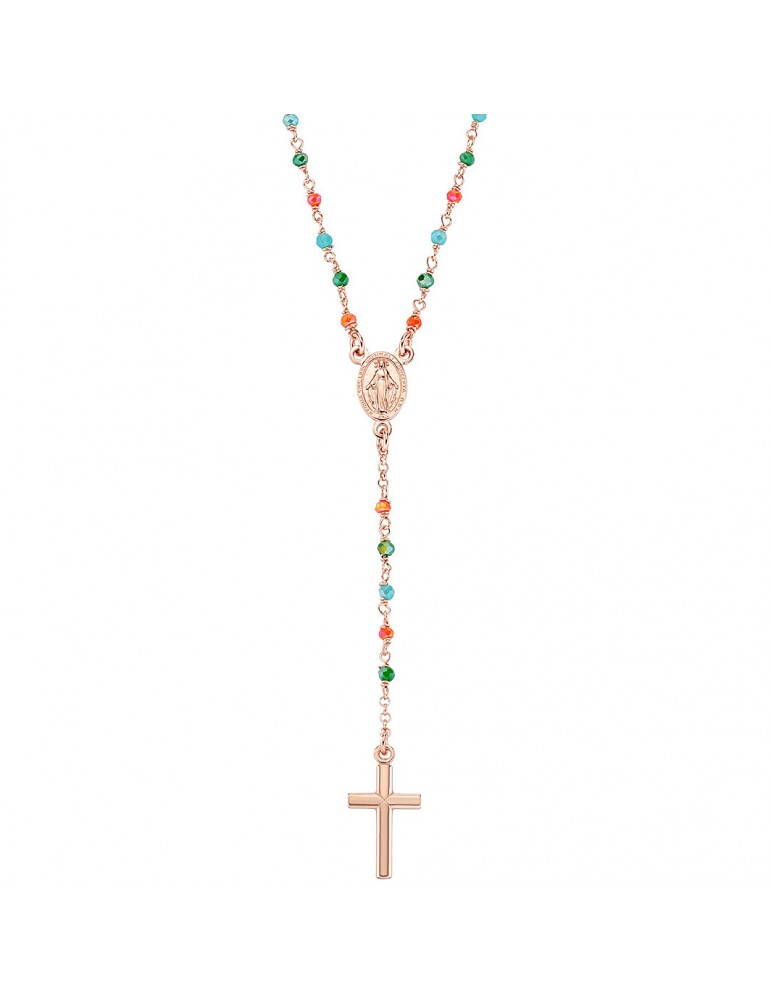 Amen | Rosari | Collana rosario in argento 925‰ con cristalli verdi rossi e azzurri | CRO10RCVT4