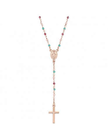 Amen | Rosari | Collana rosario in argento 925‰ con cristalli verdi rossi e rosa | CRO10RRRV4