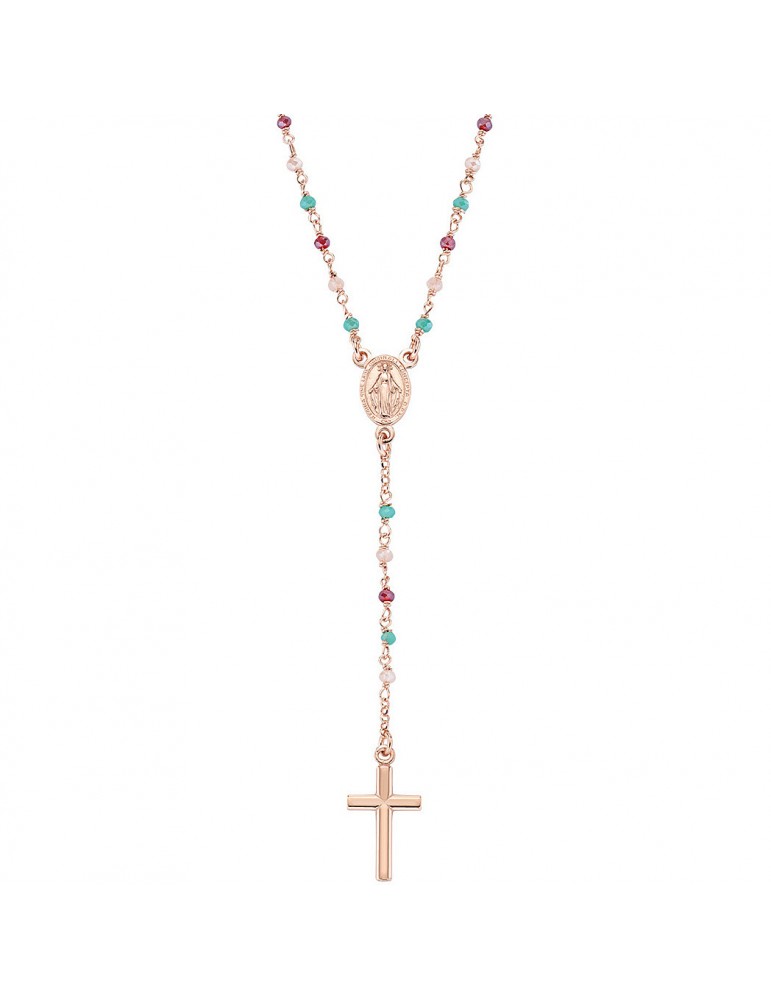 Amen | Rosari | Collana rosario in argento 925‰ con cristalli verdi rossi e rosa | CRO10RRRV4