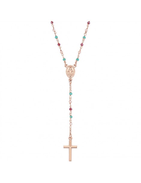 Amen | Rosari | Collana rosario in argento 925‰ con cristalli verdi rossi e rosa | CRO10RRRV4