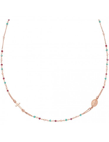 Amen | Rosari | Collana rosario in argento 925‰ con cristalli verdi rossi e rosa | CRO10RRRV3