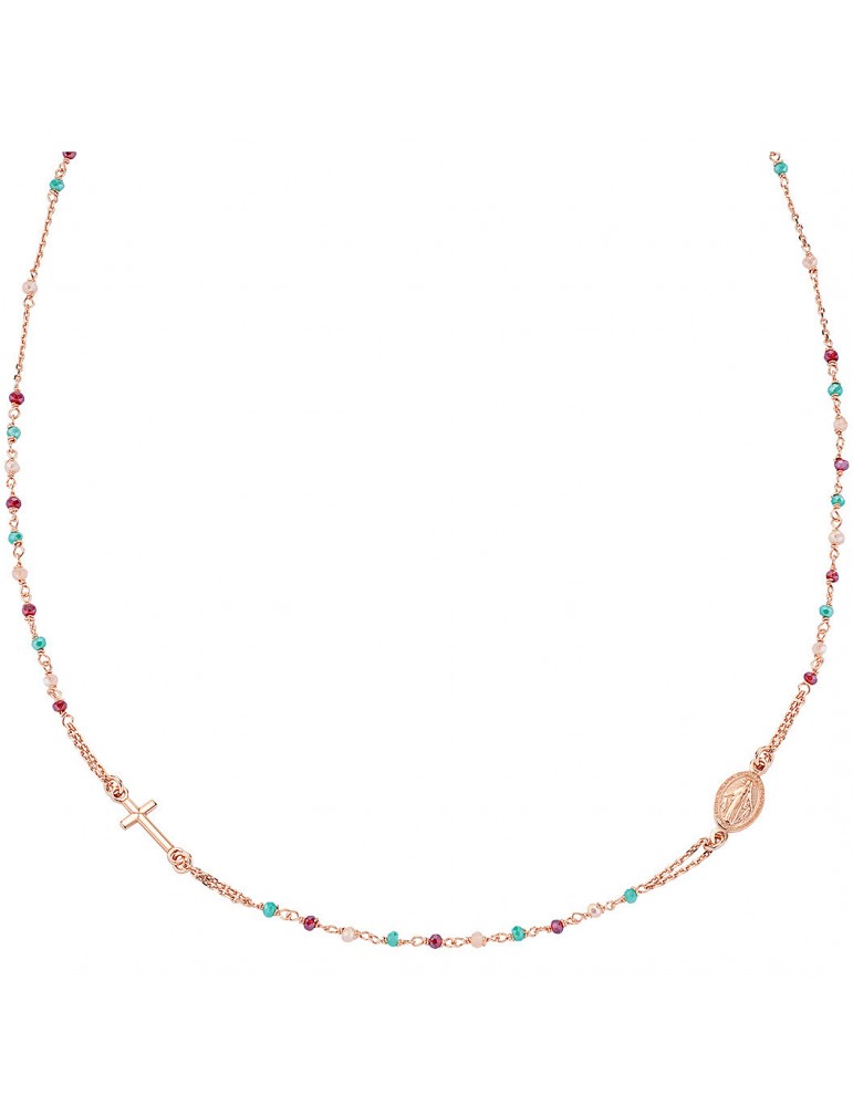 Amen | Rosari | Collana rosario in argento 925‰ con cristalli verdi rossi e rosa | CRO10RRRV3