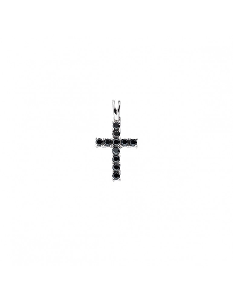 Amen | Croci | Collana in argento 925‰ con croce e zirconi neri | CRBN02