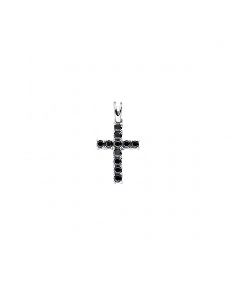 Amen | Croci | Collana in argento 925‰ con croce e zirconi neri | CRBN02