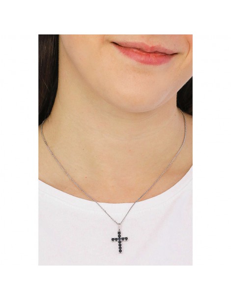 Amen | Croci | Collana in argento 925‰ con croce e zirconi neri | CRBN02