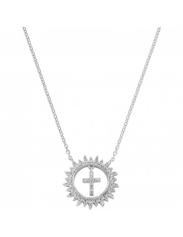 Amen | Croci | Collana in argento 925‰ con ciondolo e zirconi bianchi | CLGHCRBBZ