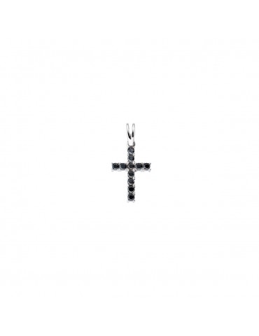 Collana crocifisso nero AMEN argento 925 zirconi fin. rodiata