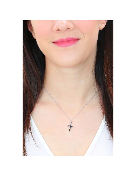 Amen | Croci | Collana in argento 925‰ con croce e zirconi neri | CRBN03