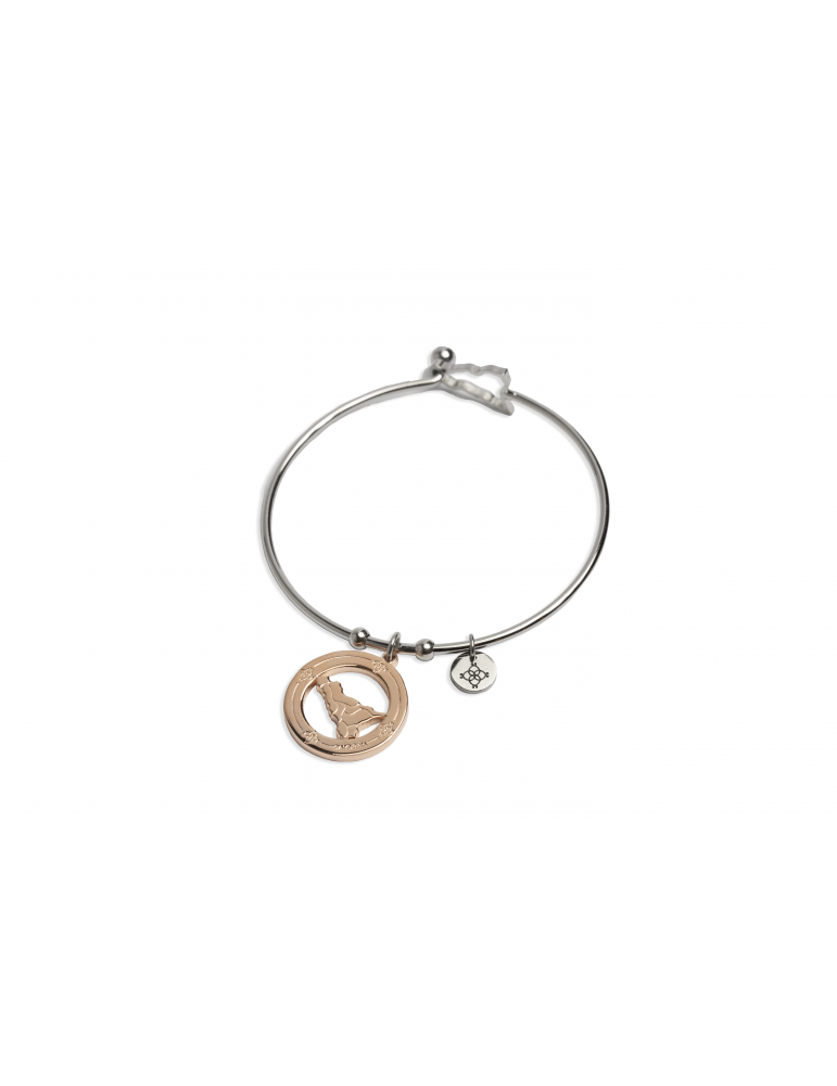 Camurria, A Tradizione, Sicilia Bedda, Bracciale rigido in acciaio con ciondolo traforato. Referenza: CJ.BR32T.2R