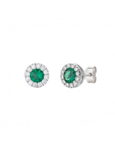 Amen | Diamond | Orecchini in argento 925‰ con zircone verde e bianchi | ORLUBBVZ