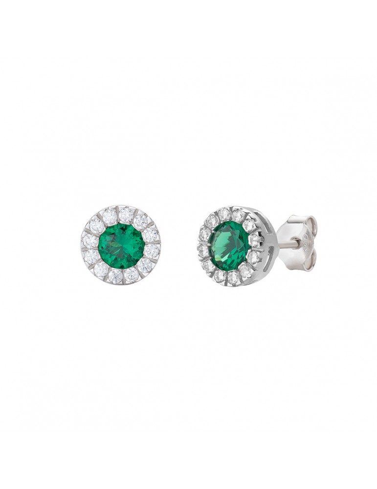 Amen | Diamond | Orecchini in argento 925‰ con zircone verde e bianchi | ORLUBBVZ