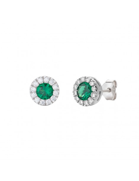 Amen | Diamond | Orecchini in argento 925‰ con zircone verde e bianchi | ORLUBBVZ