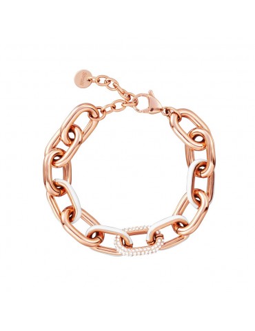 BRACCIALE DONNA LADY SWEET IN ACCIAIO ROSA E SMALTO BIANCO STROILI