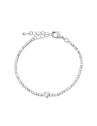 Stroili | Romantic Shine | Bracciale tennis in metallo con cuore e cristalli bianchi | 1658247