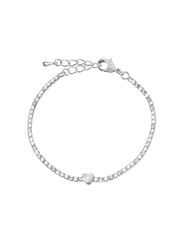 Stroili | Romantic Shine | Bracciale tennis in metallo con cuore e cristalli bianchi | 1658247