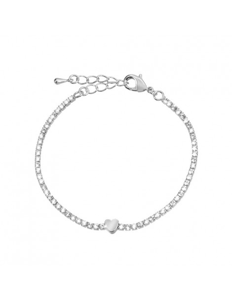 Stroili | Romantic Shine | Bracciale tennis in metallo con cuore e cristalli bianchi | 1658247