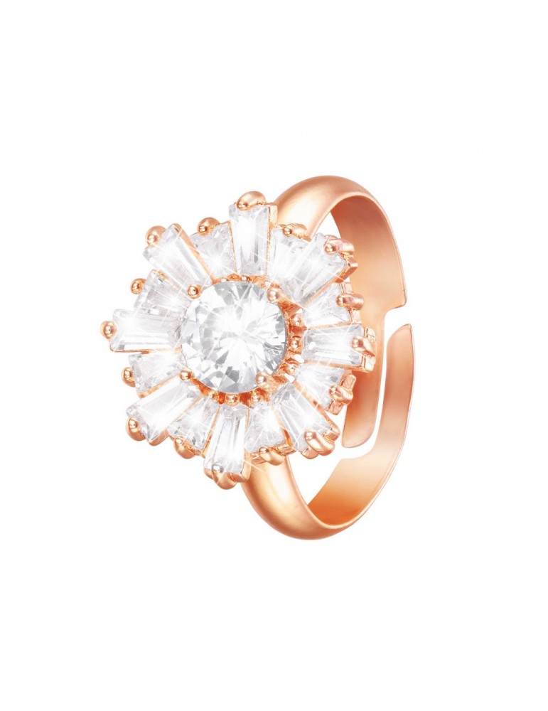 Stroili | Romantic Shine | Anello in metallo rosato con fiore in cristalli bianchi | 1680399