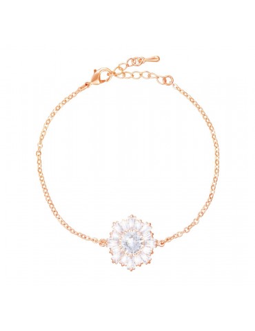 Stroili | Romantic Shine | Bracciale in metallo rosato con fiore in cristalli bianchi | 1680395