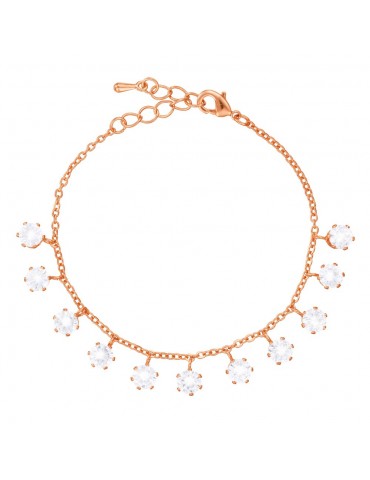 Stroili | Romantic Shine | Bracciale in metallo rosato con ciondoli e cristalli bianchi | 1680393