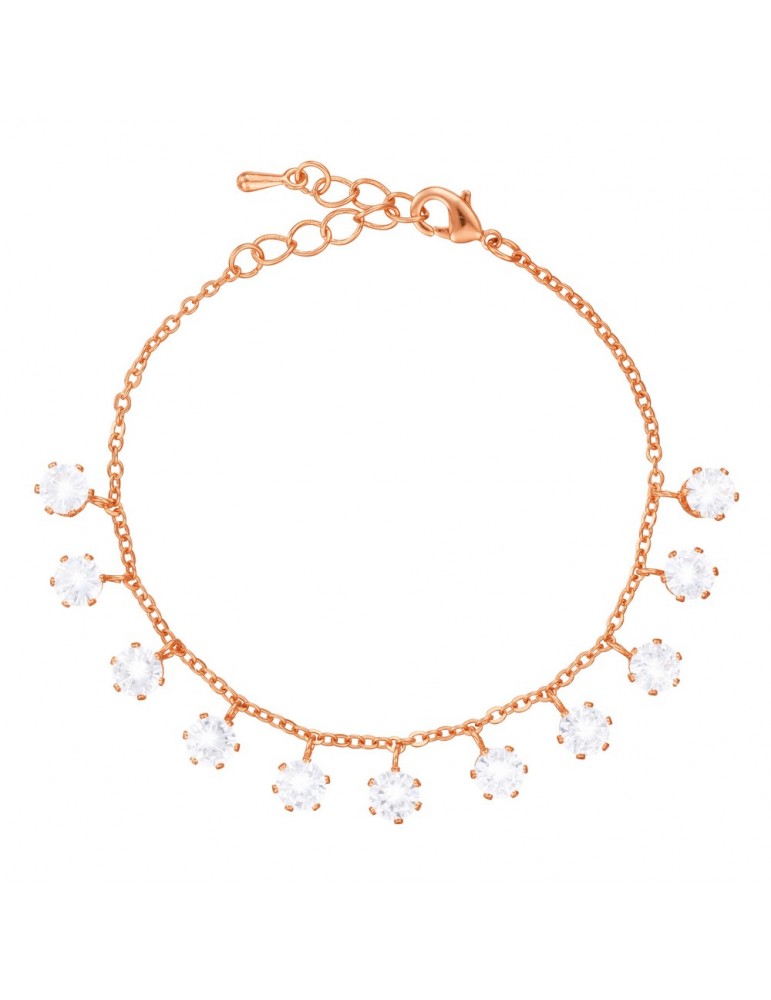 Stroili | Romantic Shine | Bracciale in metallo rosato con ciondoli e cristalli bianchi | 1680393