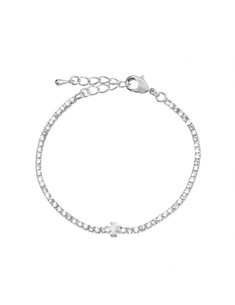 Stroili | Romantic Shine | Bracciale tennis in metallo con quadrifoglio e cristalli bianchi | 1658254