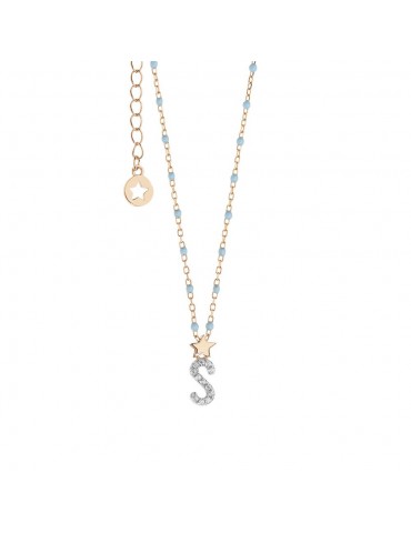 Comete gioielli | Stella | Collana In Argento 925% rosato e smalto azzurro | GLA 191