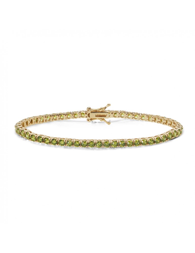 Comete gioielli | Tennis | Bracciale In Argento 925% dorato con zirconi verdi | BRA 239 M18