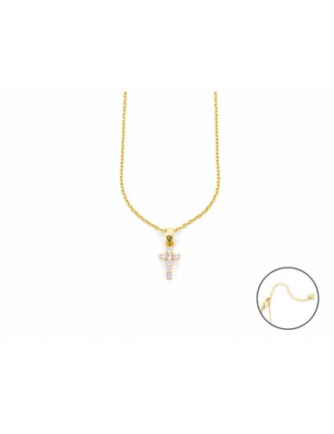 4US Paciotti | San Valentino 23 | Collana in argento 925‰ dorato con croce in zirconi rosa | 4UCL5680W