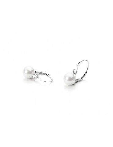 4US Paciotti | Orecchini in argento 925‰ con perla coltivata e zirconi bianchi | 4UOR3249W