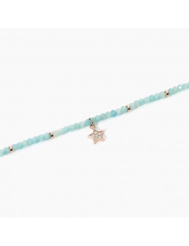 Mabina gioielli | Polvere Di Stelle | Bracciale con amazzonite e argento 925‰ con stella in pavè di zirconi bianchi | 533564