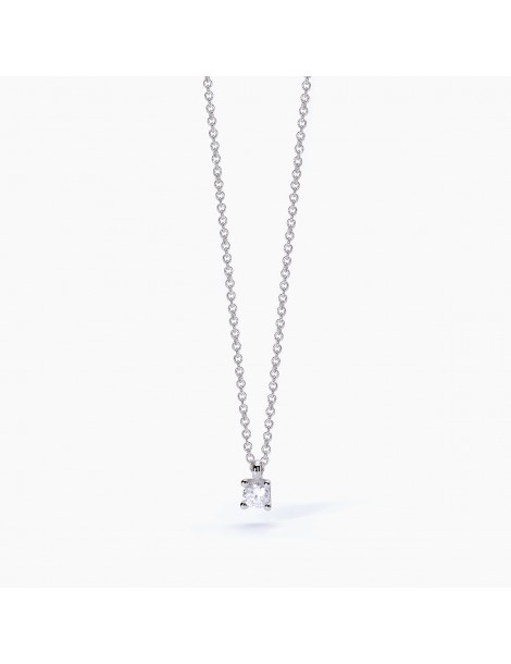 Mabina gioielli | Collana in argento 925‰ con zircone bianco centrale | 553547