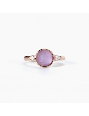 Mabina gioielli | Colette | Anello in argento 925‰ rosato con giada lavanda e zirconi bianchi | 523301