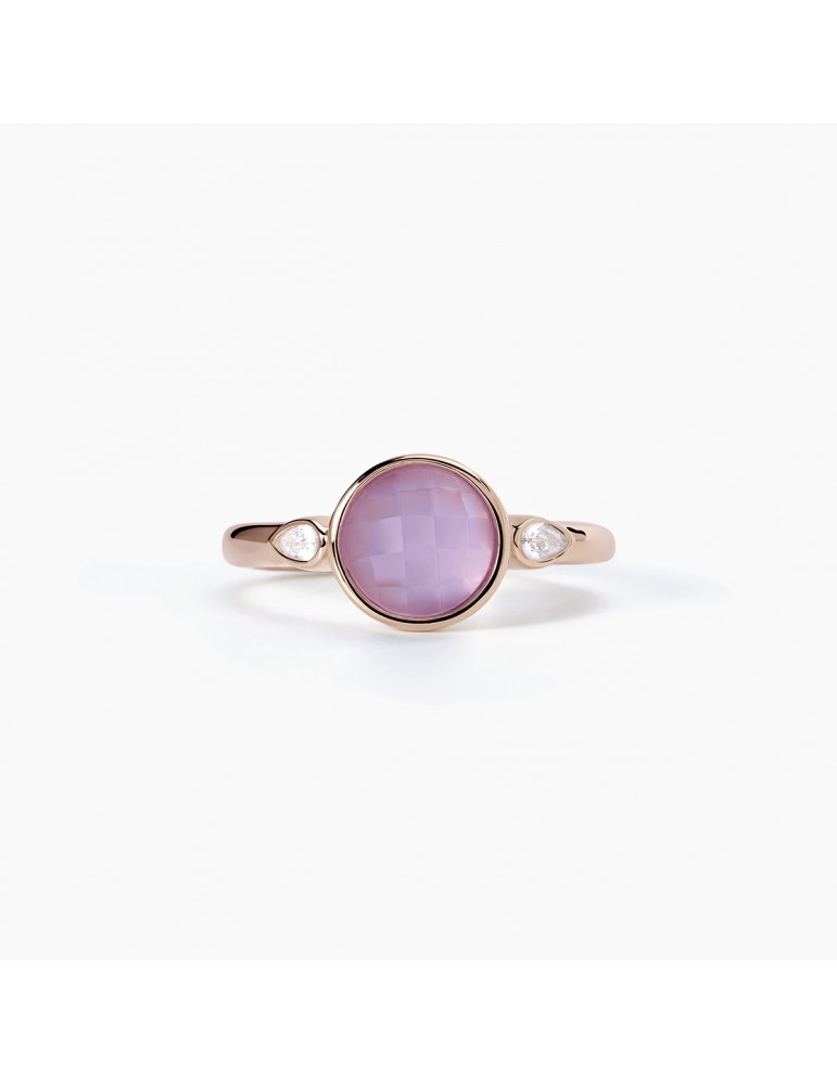 Mabina gioielli | Colette | Anello in argento 925‰ rosato con giada lavanda e zirconi bianchi | 523301