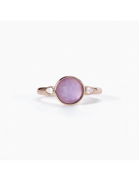 Mabina gioielli | Colette | Anello in argento 925‰ rosato con giada lavanda e zirconi bianchi | 523301