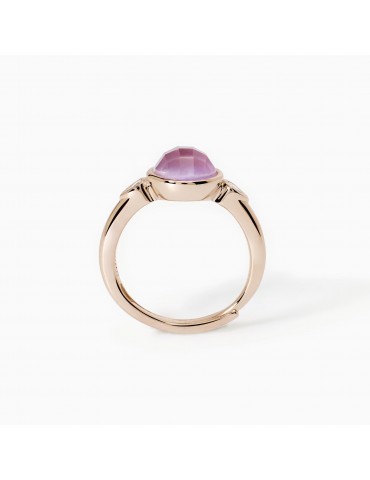 Mabina gioielli | Colette | Anello in argento 925‰ rosato con giada lavanda e zirconi bianchi | 523301