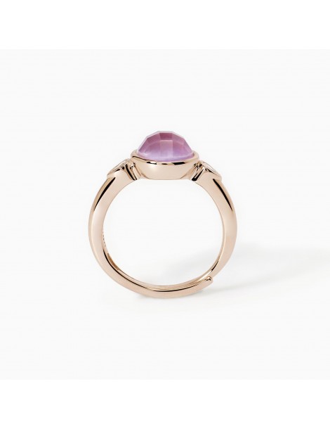 Mabina gioielli | Colette | Anello in argento 925‰ rosato con giada lavanda e zirconi bianchi | 523301