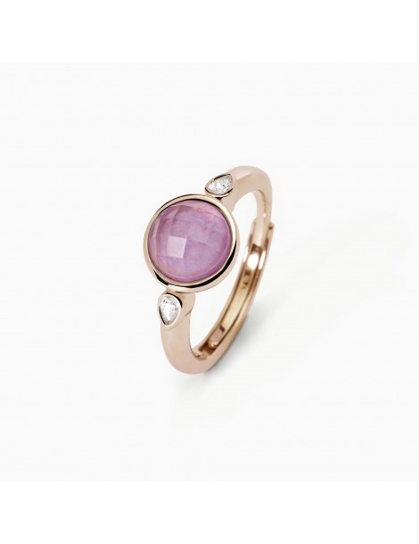 Mabina gioielli | Colette | Anello in argento 925‰ rosato con giada lavanda e zirconi bianchi | 523301