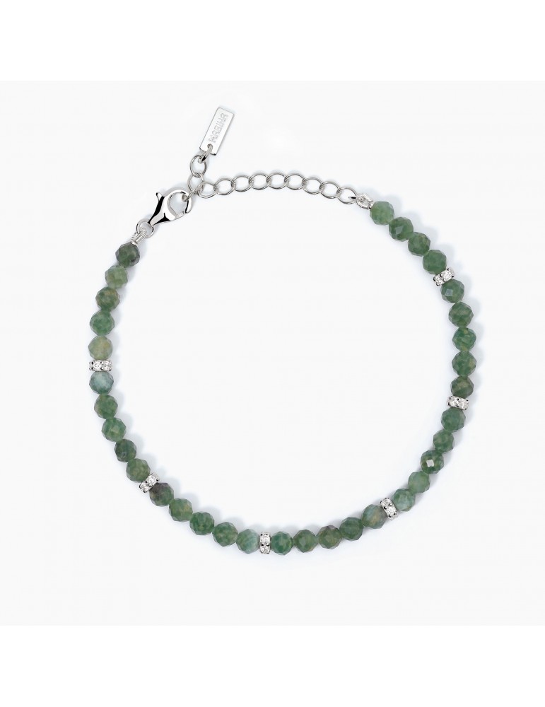 Mabina gioielli | Color Code | Bracciale con Giada verde e argento 925‰ con zirconi bianchi | 533663