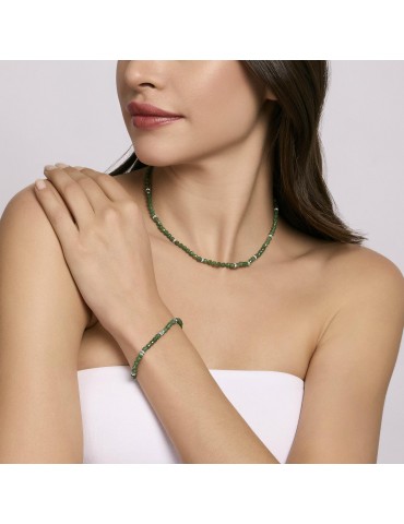 Mabina gioielli | Color Code | Bracciale con Giada verde e argento 925‰ con zirconi bianchi | 533663